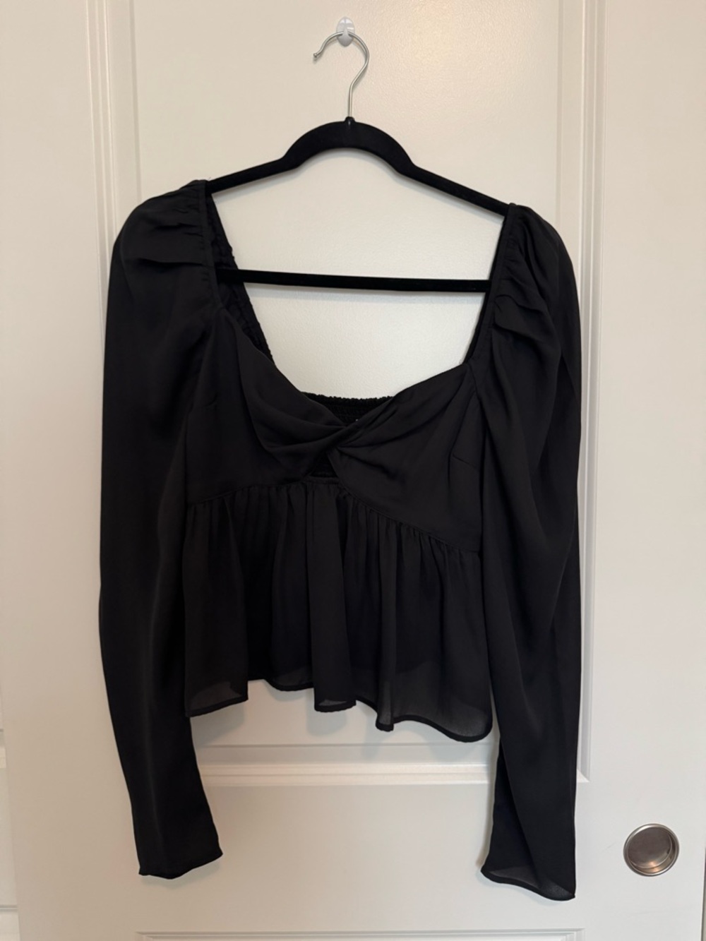 Abercrombie & Fitch Black Long-Sleeve Peplum Blouse